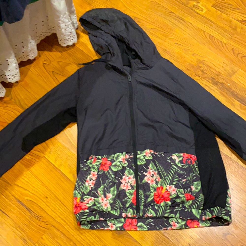 Black and floral Hurley windbreaker